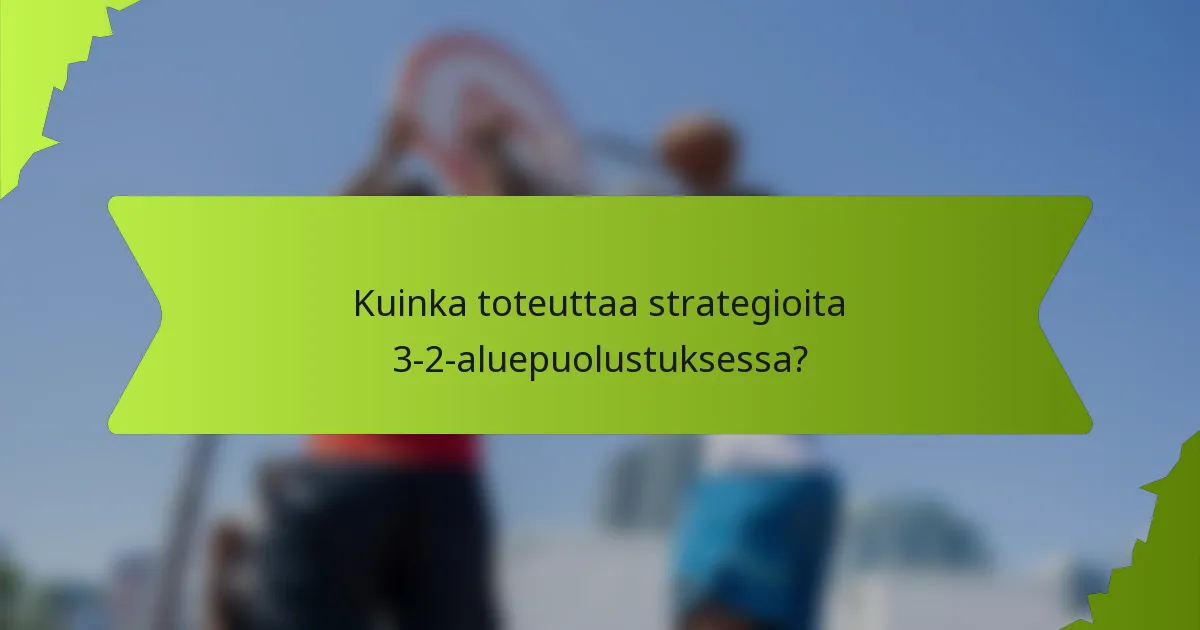 Kuinka toteuttaa strategioita 3-2-aluepuolustuksessa?